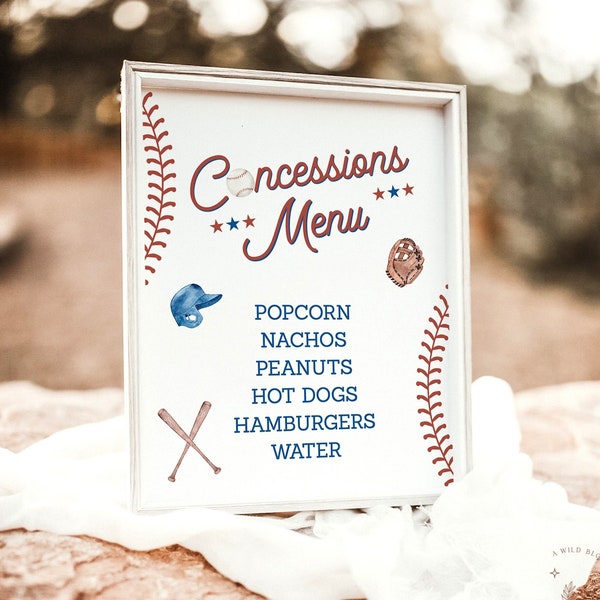 Baseball Baby Shower Sign | Concession Stand Menu | Baby Shower Menu | Baseball Birthday Party Menu | Sports Birthday Party Sign | R2