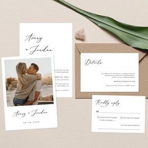 Minimalist Wedding Invitation Suite Template, Modern Wedding Invite, Editable Minimalist Wedding Invite, Photo Wedding Invitation, M6