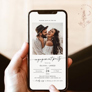 Minimalist Engagement Party Evite | Couples Shower Invite | Modern Engagement Party Invite | Electronic Text Invite | Editable Template | M9