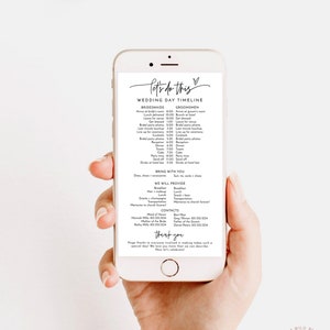 Wedding Party Timeline, Electronic Itinerary, Bridal Party Timeline, Editable Template, Wedding Party Itinerary Schedule