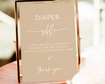 Diaper Raffle Baby Shower Sign | Boho Baby Shower Sign | Fall Baby Shower | Gender Neutral Diaper Raffle Game Sign | BM1