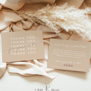 Beige Small Business Thank You Card, Boho Boutique Thank You Template, Thank You For Your Order, Modern Thank You Package Insert