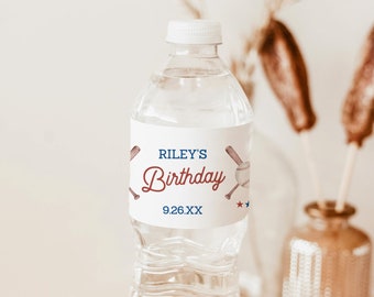 Baseball Birthday Water Bottle Label | Sports Water Bottle Label | Baseball Birthday Party | Editable Bottle Label Template | R2