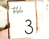 Modern Minimalist Wedding Table Number Template, Minimal Reception Decor, Editable, Instant Download, Simple Numbers