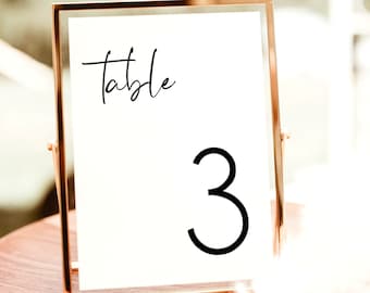Modèle de numéro de Table de mariage minimaliste moderne, décoration de réception de mariage minimale, modèle de numéro de Table modifiable, numéros de table simples