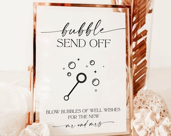 Bubble Send Off Sign, Minimalist Wedding Send Off Sign, Modern Wedding Sign, Let Love Sparkle, Newlywed Send Off, D1