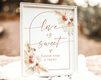 Love is Sweet Please Take A Treat Sign, Boho Wedding Sign, Boho Love is Sweet, Printable Dessert Table Sign, A2