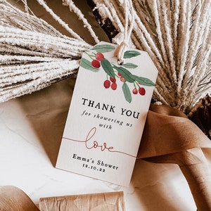 Winter Favor Tag Template | Holiday Tags | Christmas Baby Shower Favor Tag | Thank You Baby Shower Tags | Gender Neutral Thank You Tags | W4