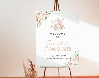 Bridal Shower Tea Party Welcome Sign, Instant Download, Editable Template, T4