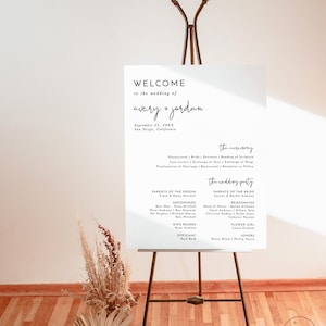 Minimalist Wedding Program Poster, Wedding Program Sign, Modern Wedding Program Sign, Order of Service Poster, Editable Template M4