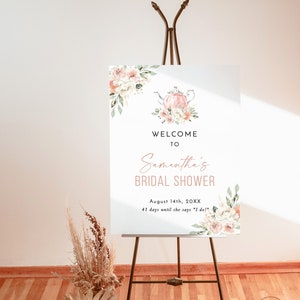 Bridal Shower Tea Party Welcome Sign, Bridal Shower Welcome Sign, Tea Party Welcome Sign, Bridal Tea Party Welcome, Editable Template T4
