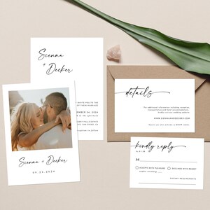 Minimalist Wedding Invitation Suite, Minimalist Wedding Invite, Modern Wedding Invite, Photo Wedding Invitation, Editable Template, M9