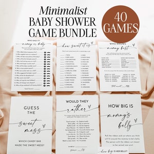 Baby Shower Game Bundle, Minimalist Baby Shower, Gender Neutral Baby Shower, Modern Baby Shower Games, Editable Template, M9