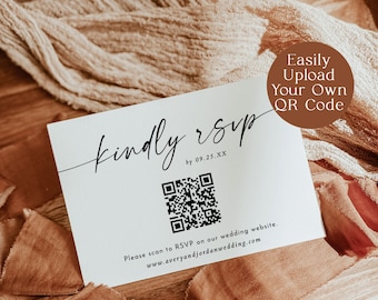 QR Code Response Card, RSVP Online, Modern Wedding Reply Card, Minimalist QR Code Response Card, Minimalist Wedding Reply Card, M9