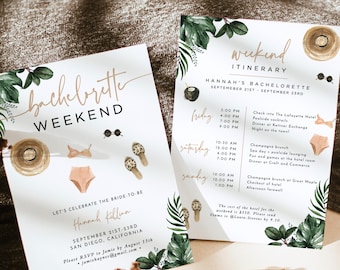 Tropical Bachelorette Party Invitation, Tropical Bachelorette Itinerary, Beach Bachelorette Party, Palm Springs Bachelorette Invite, P3