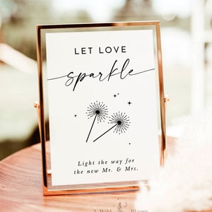 Sparkler Send Off Sign, Let Love Sparkle Sign, Minimalist Wedding Send Off Sign, Newlywed Send Off Sign, Modern Wedding Sign, M9