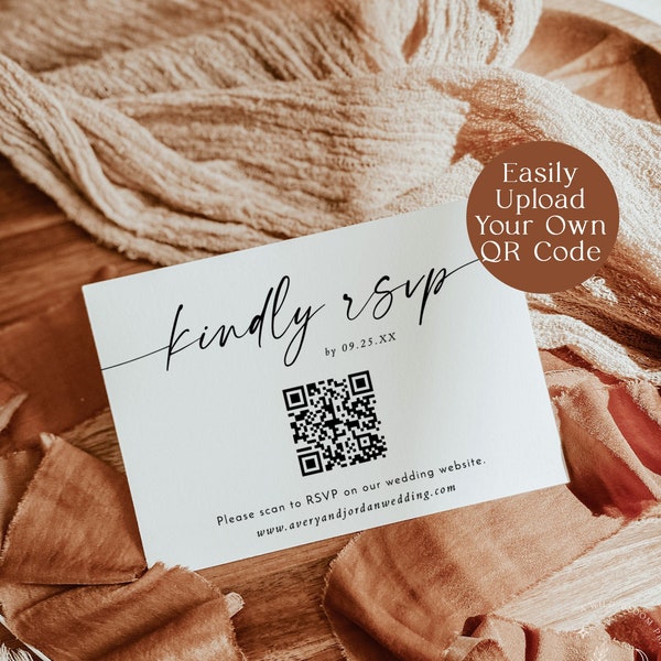 QR Code Response Card, RSVP Online, Modern Wedding Reply Card, Minimalist QR Code Response Card, Minimalist Wedding Reply Card, M9