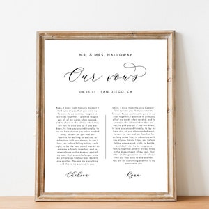 Anniversary Gift | 1st Year Anniversary Gift | Wedding Vow Keepsake Wall Art | Editable Wedding Vows | Wedding Anniversary Gift