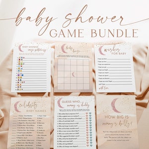 Moon and Stars Baby Shower Game Bundle | Boho Baby Shower Games | Stay Wild Moon Child | Over the Moon Games | Girl Baby Shower Game | C1