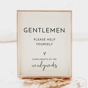 Gents Bathroom Sign Template, Wedding Bathroom Basket Sign, Mens Room Sign, Wedding Bathroom Sign, Modern Minimalist Wedding, M4