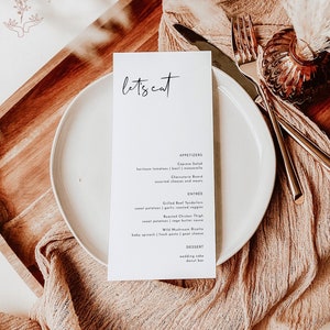 Minimalist Wedding Menu | Modern Wedding Menu | Wedding Food Menu | Simple Wedding Menu | Let's Eat Menu | Editable Template | M4
