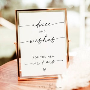 Advice and Wishes Wedding Sign | Minimalist Wedding Sign | Advice and Wishes for New Mr and Mrs | Modern Wedding Sign | Modern Minimalist M9