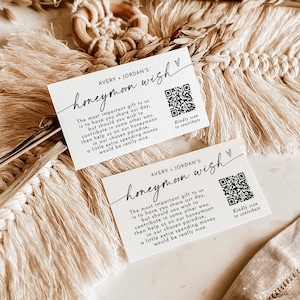 Honeymoon Wish QR Code Card | Honeymoon Fund Card Template | Honeymoon Wish Insert | Modern Wedding Cash Card | Minimalist Wedding | M9