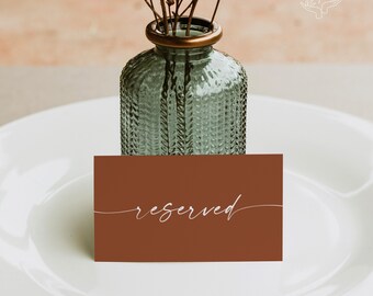Wedding Reserved Cards, Minimalist, Terracotta Sign, Fall, Instant Download, Editable Template, T2