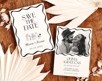 Minimalist Save the Date Template, Photo Save the Date Invite, Wedding Save the Date, Boho Save the Date Cards, Editable Template, M6
