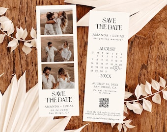 Photo Strip Save the Date, Card, Booth, Minimalist the Template, Instant Download, Editable Template, M6