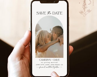Electronic Save the Date, Digital Text, Modern Minimalist, Instant Download, Editable Template, D1