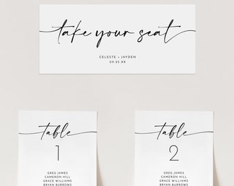 Modern Wedding Seating Chart Cards | Minimalist Wedding Table Seating Chart Cards  | Minimalist Seating Cards | Seating Chart Template M5