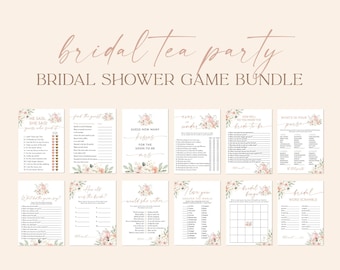 Bridal Shower Game Bundle | Bridal Shower Tea Party | Tea Party Bridal Games | Boho Bridal Brunch Games | Editable Template | T4