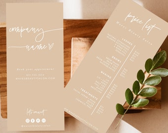 Boho Small Business Price List Template, Beauty Price List, Modern Salon Price List, Editable Pricing Sheet Template, Spa Price List