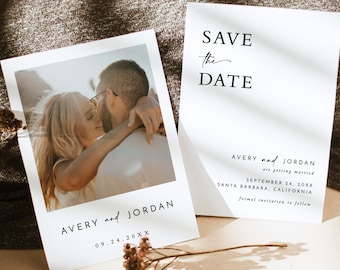 Photo Save the Date Invitation Template | Minimalist Save the Date | Modern Save the Date | Boho Save the Date Cards | Editable Template M5