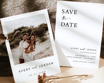 Photo Save the Date Invitation Template | Modern Save the Date | Minimalist Save the Date | Boho Save the Date Cards | Editable Template M5