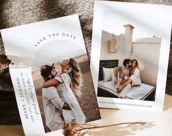Minimalist Save the Date Template, Photo the Invite, Modern, Boho the Cards, Instant Download, Editable Template, M9