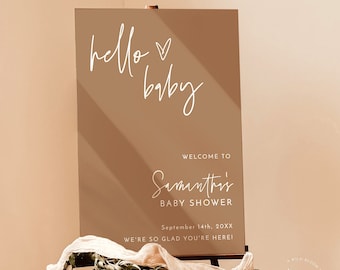 Boho-Babyparty-Willkommensschild, Vorlage, Gender Neutral, minimalistisches Poster, Sofort-Download, bearbeitbare Vorlage, BM1