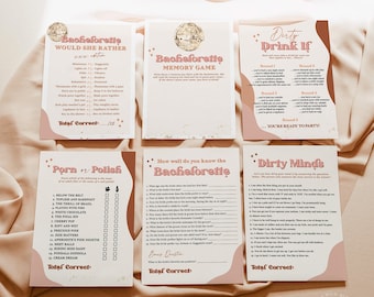 Retro Bachelorette Party Game Bundle, Dirty Bachelorette Party Game, 70s Bachelorette Party Games, Palm Springs Bachelorette, R1