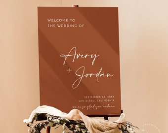 Terracotta Wedding Welcome Sign Template, Modern Minimalist, Boho Poster, Instant Download, Editable Template, T2