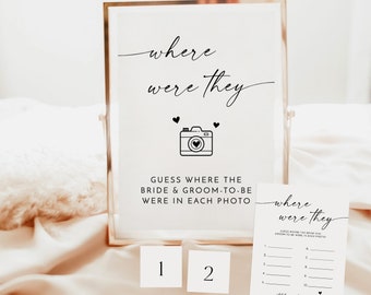 Where Were They Bridal Shower Game | Modern Minimalist Bridal Shower | Couples Photo Game | Boho Bridal Shower Game | M9