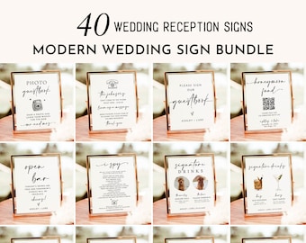 Minimalist Wedding Sign Bundle, Modern Minimalist Wedding Signs, Reception Sign Bundle, Boho Wedding Signs, Editable Template, M5