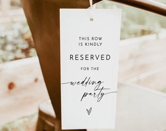 Reserved Chair Tags, Minimalist Reserved Tag, Modern Wedding Reserved Tag, Minimalist Wedding Reserved Seat Sign, Chair Tag Template M9