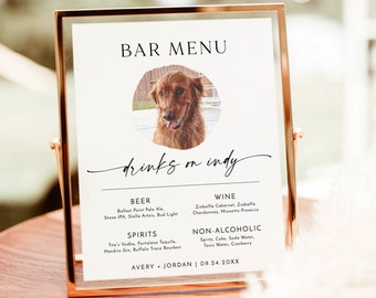 Pet Signature Cocktail Sign, Dog Signature Drink Sign, Minimalist Wedding Bar Menu, Dog Signature Cocktail Sign, Editable Template, M9