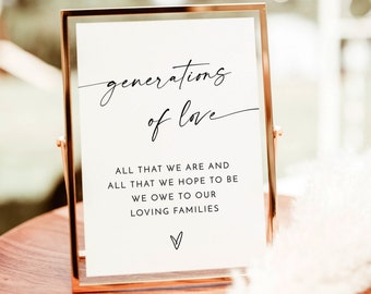 Generations of Love Sign, Modern Wedding, All That We Hope To Be, Boho, Minimalist, Instant Download, Editable Template, M9