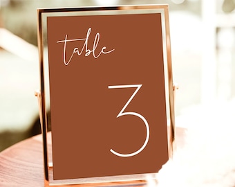 Terracotta Wedding Table Number | Minimalist Wedding Table Number | Desert Wedding Table Number Template | Modern Wedding Table Numbers | T2