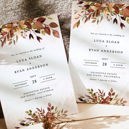 LYRA Editable Burnt Orange Wedding Invitation Template - Etsy