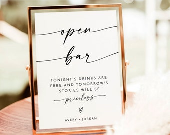 Minimalist Open Bar Sign | Modern Minimalist Wedding Sign | Funny Open Bar Sign | Wedding Mar Sign | Printable Open Bar Sign | M9