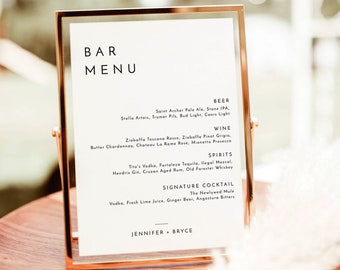 Minimalist Drink Menu, Wedding Signature Cocktails, Bar Sign, Let's, Instant Download, Editable Template, M3