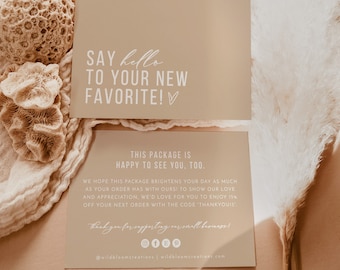 Boho Small Business Thank You Card, Editable Thank You Card Template, Bohemian Thank You For Your Order, Modern Thank You Package Insert